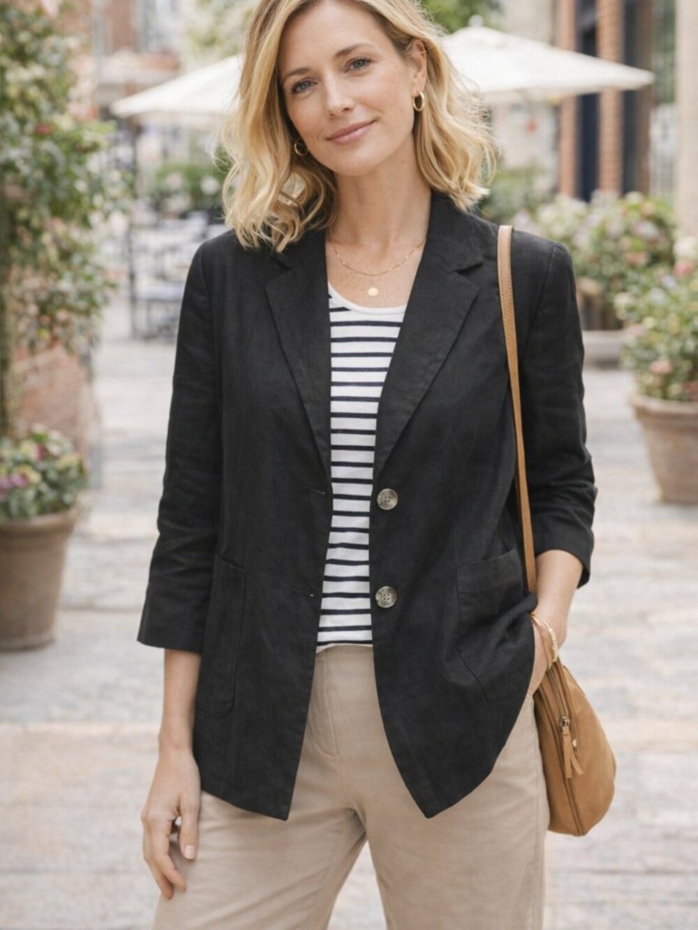 J. Jill Black Blazer Classic Style with Notched Lapels